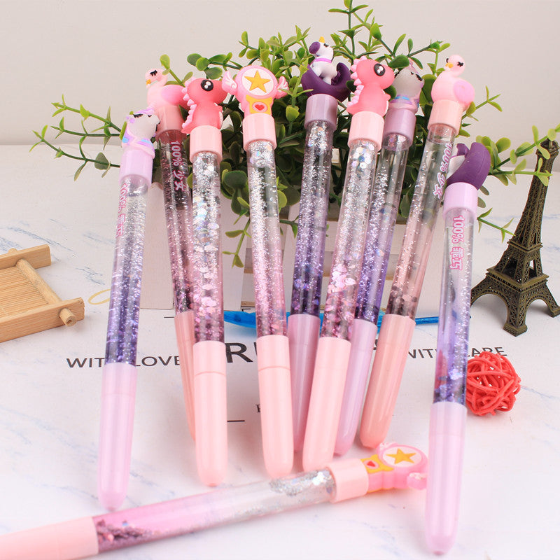 Wholesale Plastic Colorful Quicksand Pen Black Water-based Pen